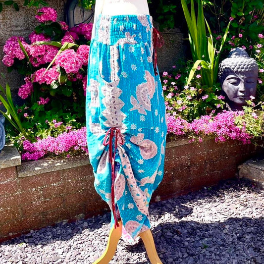 Vintage Kantha Cinched Palazzo Pants