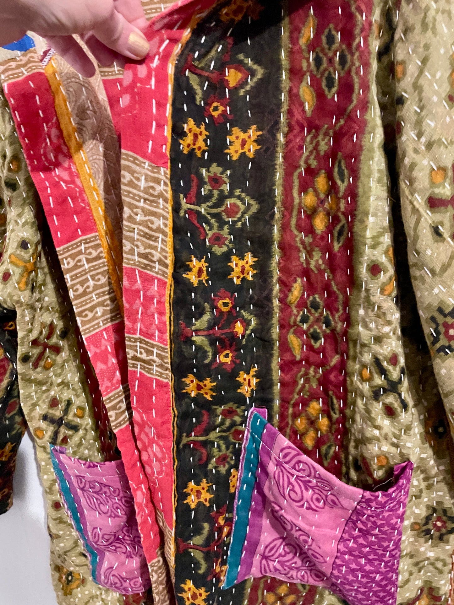 Unisex Vintage Kantha Hooded Jacket