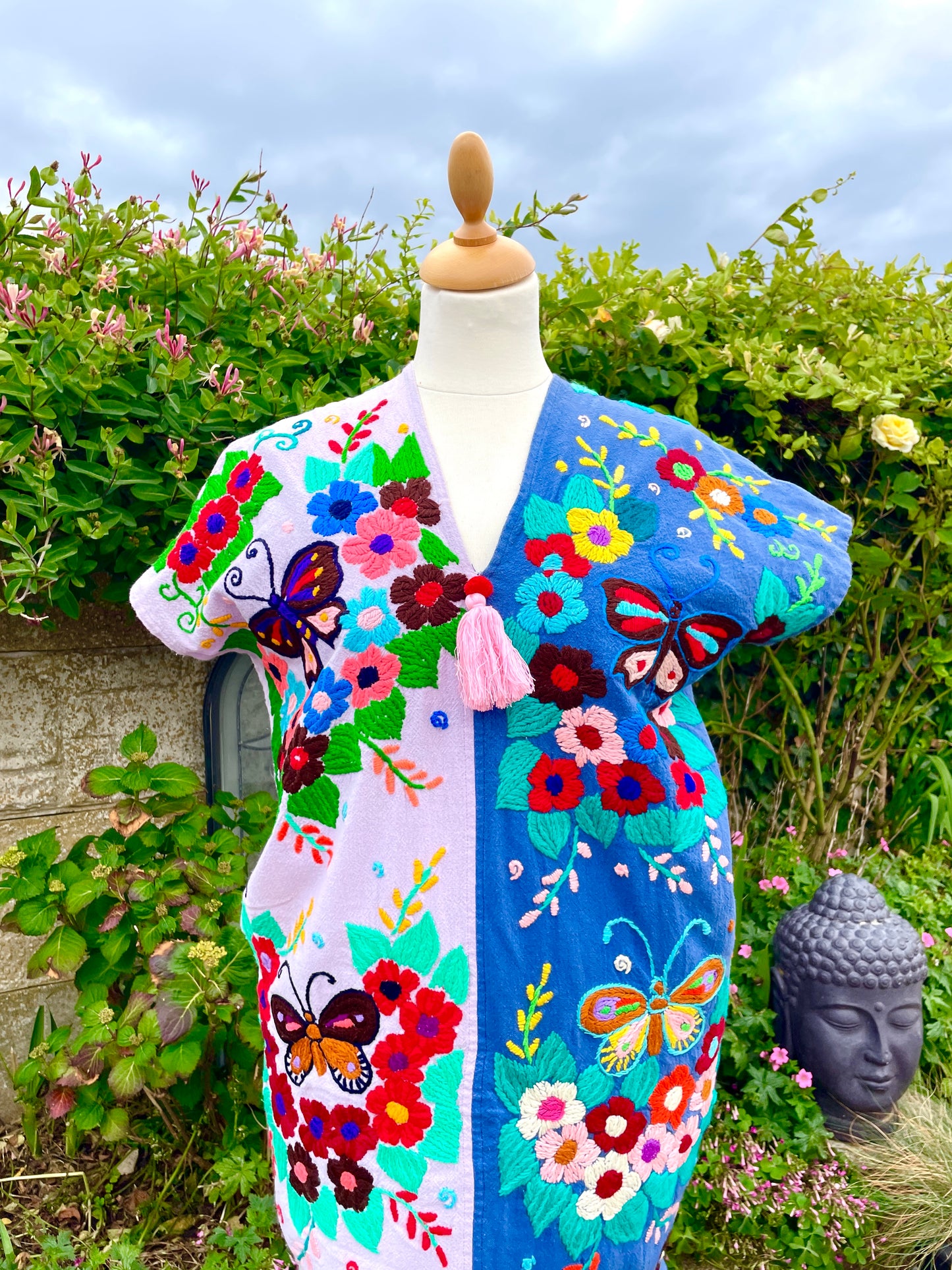 Vintage Thai Hand Embroidered Butterfly Dress