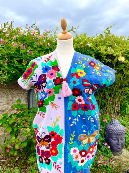 Vintage Thai Hand Embroidered Butterfly Dress