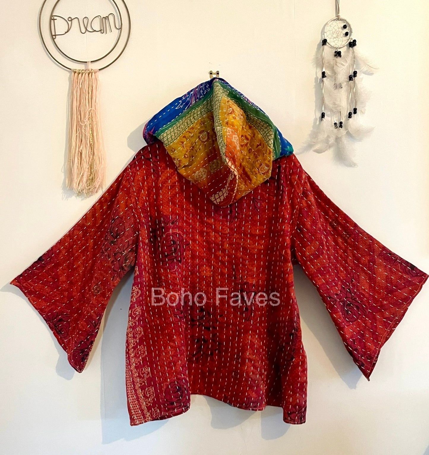 Unisex Vintage Kantha Hooded Jacket