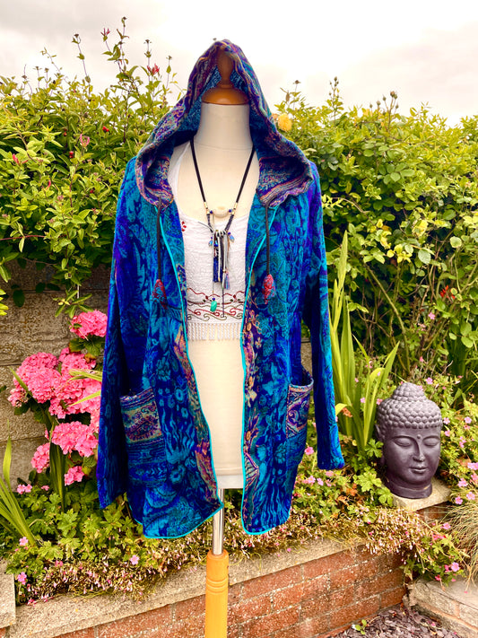Hooded Indian Blanket Jacket front