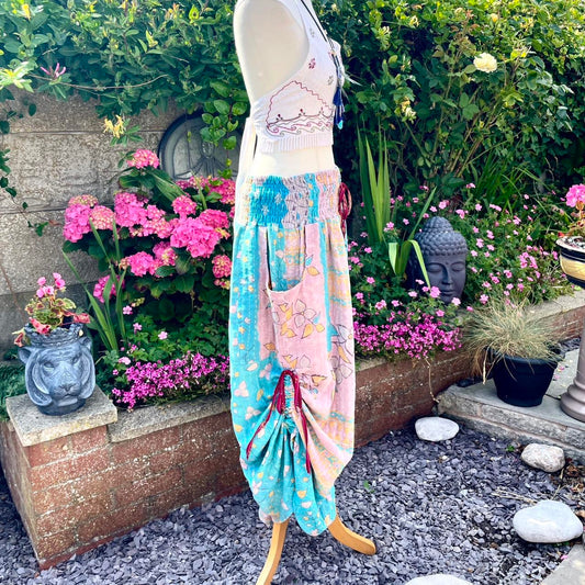 Vintage Kantha Cinched Palazzo Pants