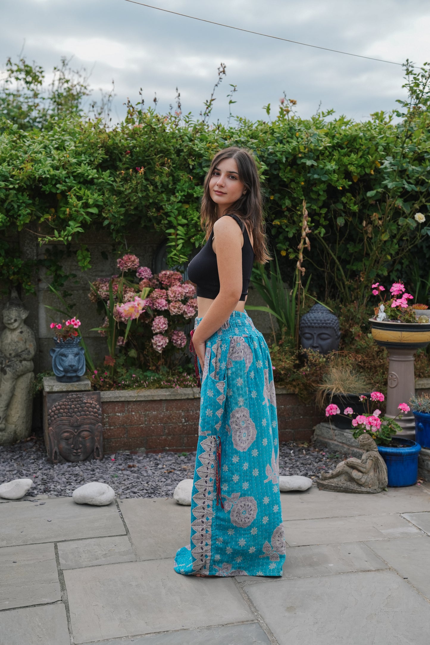 Vintage Kantha Cinched Palazzo Pants