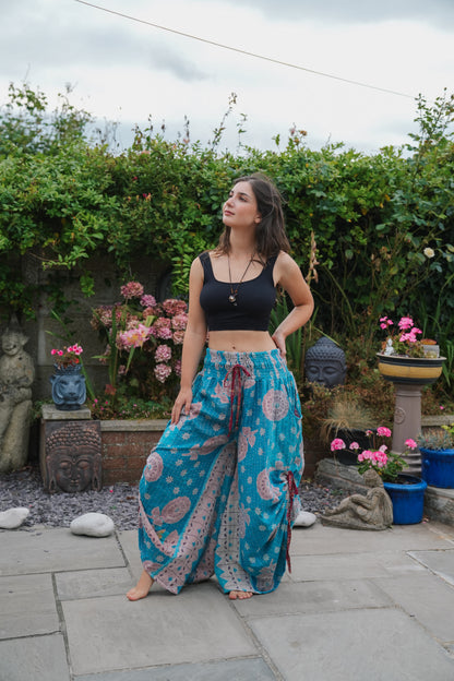 Vintage Kantha Cinched Palazzo Pants