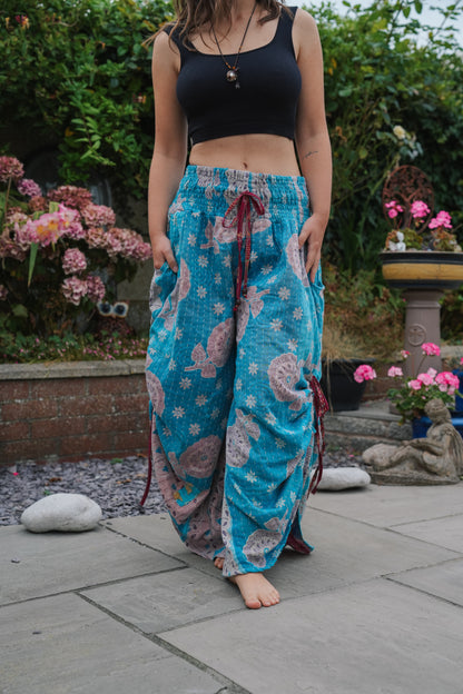 Vintage Kantha Cinched Palazzo Pants