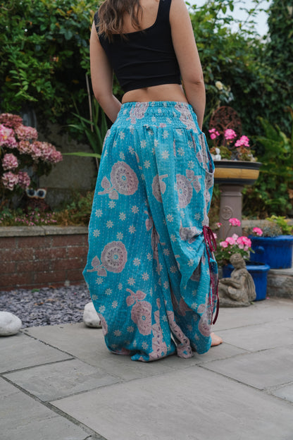 Vintage Kantha Cinched Palazzo Pants