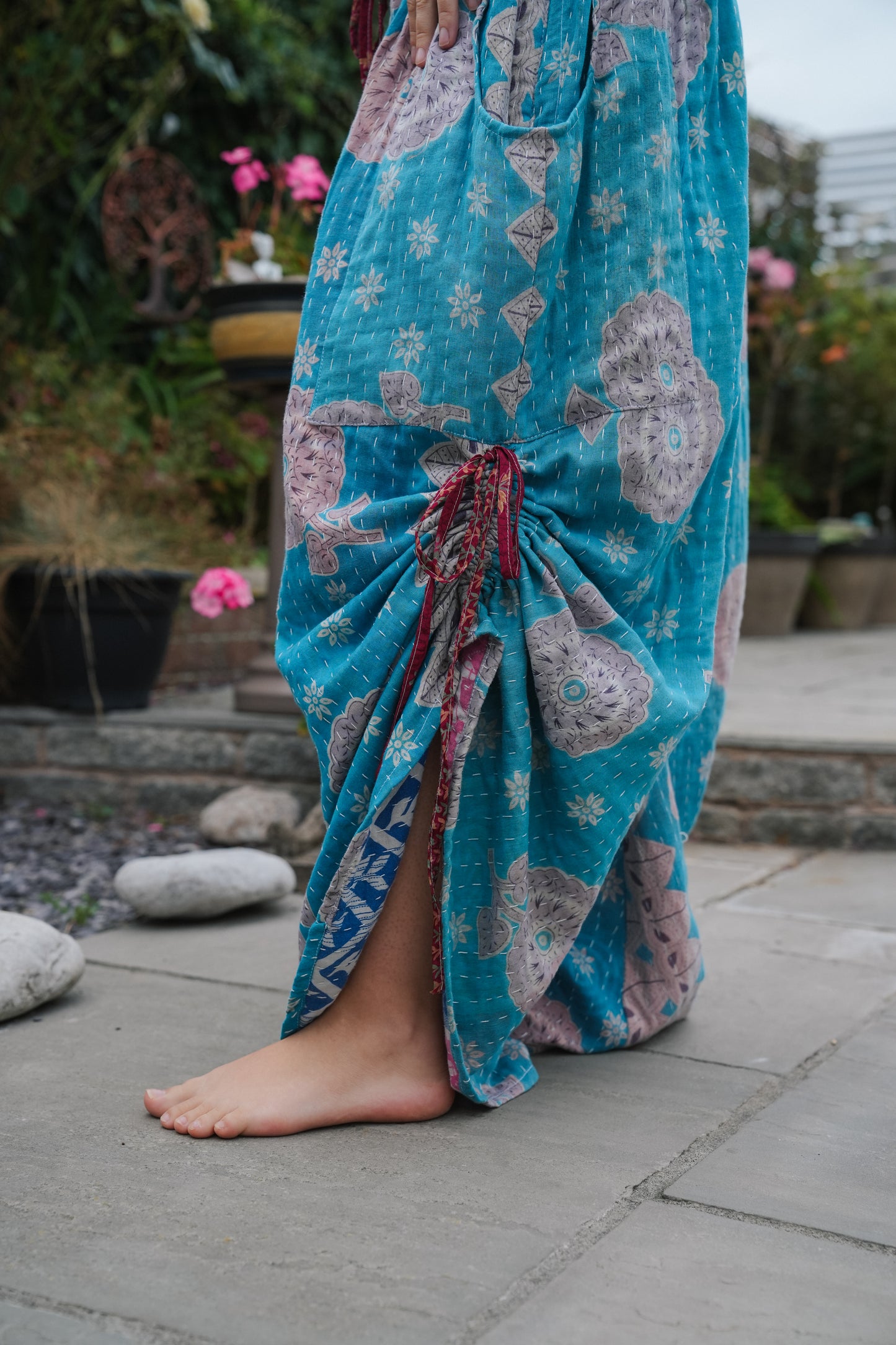 Vintage Kantha Cinched Palazzo Pants