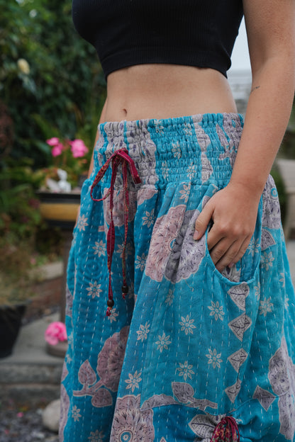 Vintage Kantha Cinched Palazzo Pants