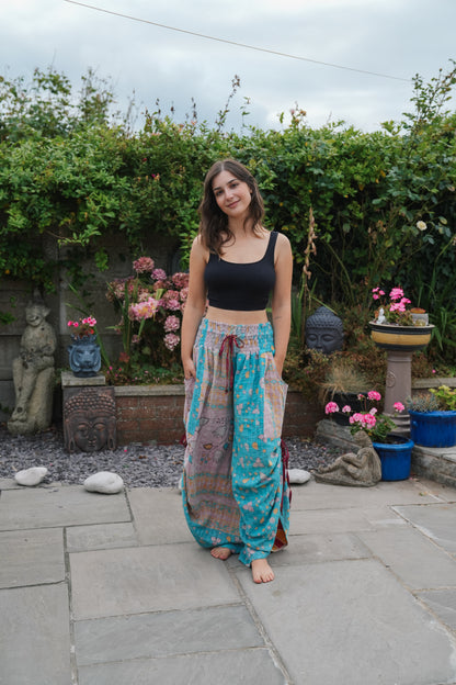 Vintage Kantha Cinched Palazzo Pants