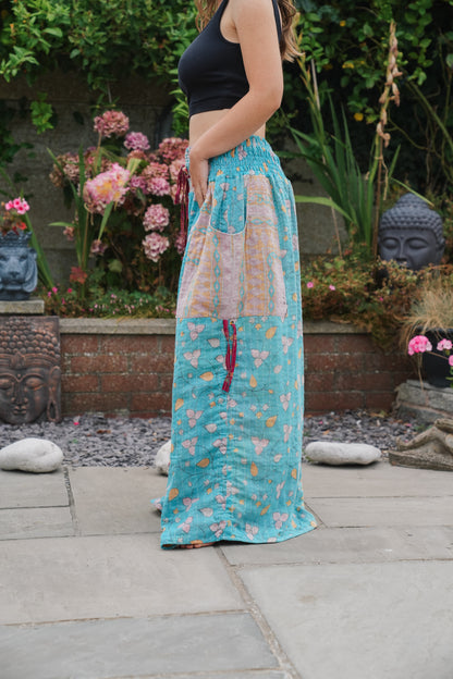 Vintage Kantha Cinched Palazzo Pants