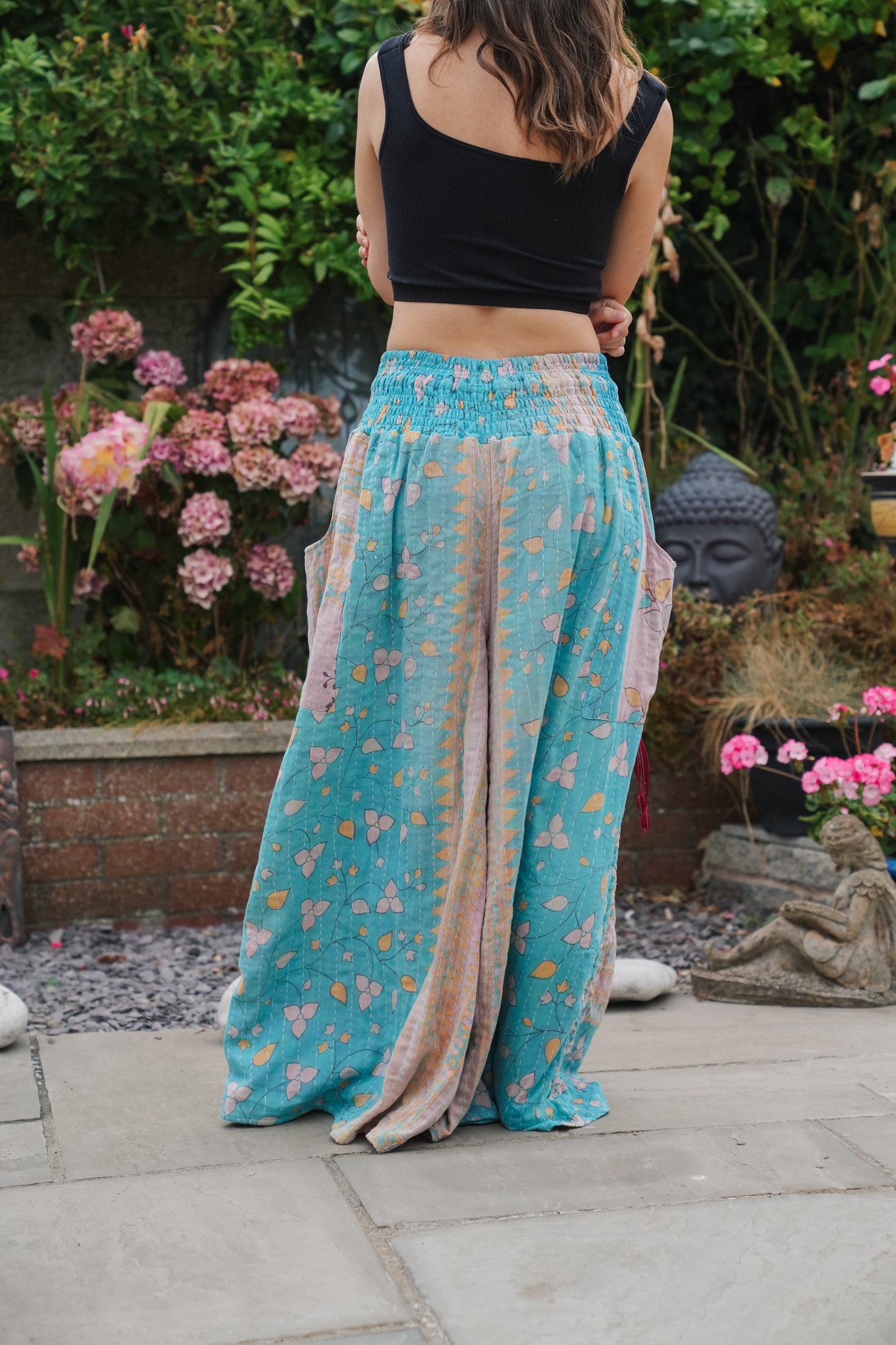 Vintage Kantha Cinched Palazzo Pants