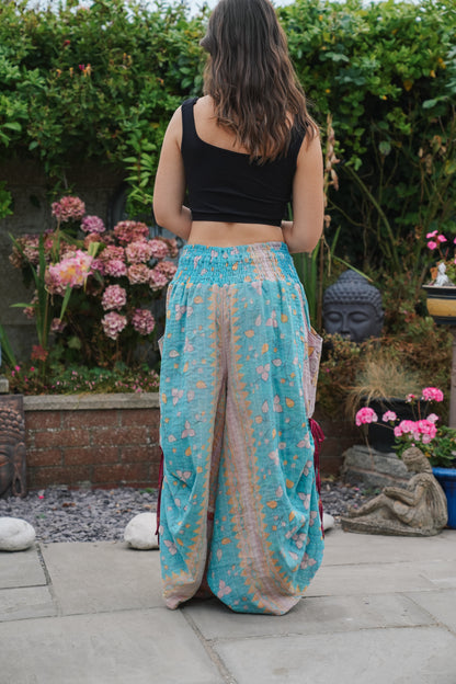 Vintage Kantha Cinched Palazzo Pants