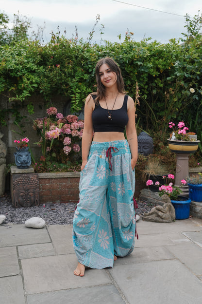 Vintage Kantha Cinched Palazzo Pants