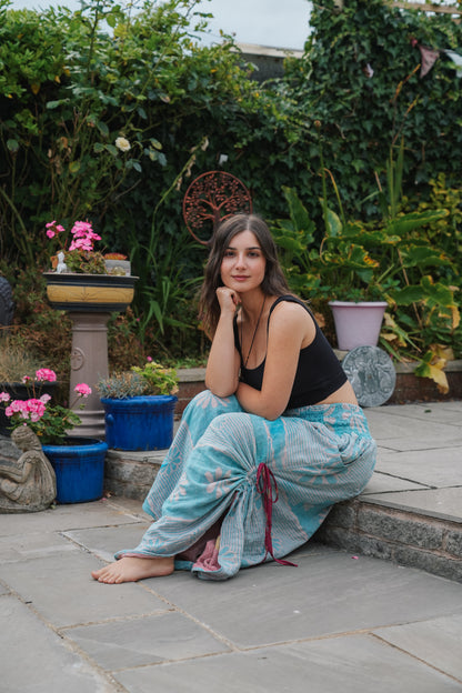 Vintage Kantha Cinched Palazzo Pants