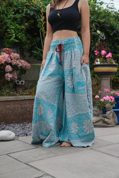 Vintage Kantha Cinched Palazzo Pants