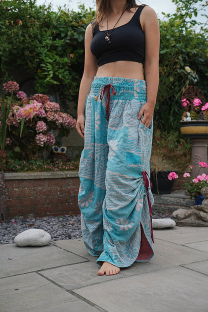 Vintage Kantha Cinched Palazzo Pants