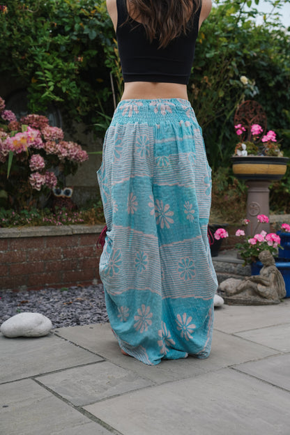Vintage Kantha Cinched Palazzo Pants