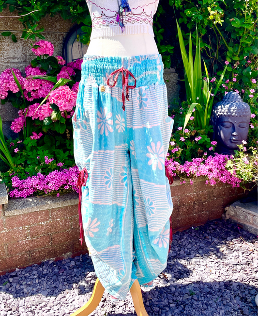 Vintage Kantha Cinched Palazzo Pants