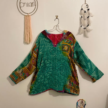 Vintage Reversible Kantha Hoodie