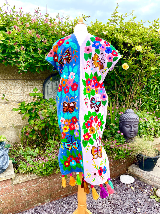 Vintage Thai Hand Embroidered Butterfly Dress