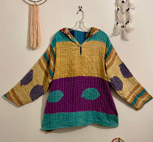 Vintage Reversible Kantha Hoodie