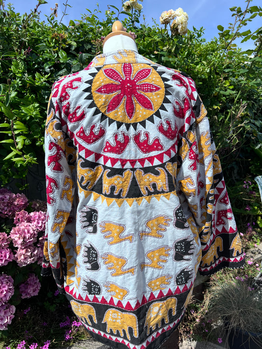 Vintage Indian Kantha Elephant Jacket Size S/M