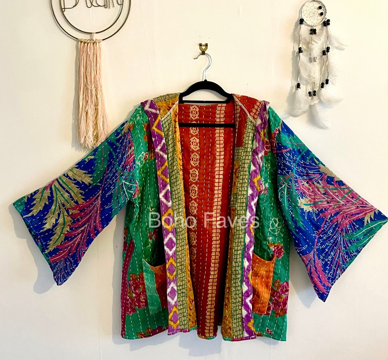 Unisex Vintage Kantha Hooded Jacket