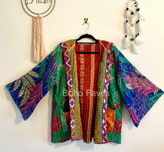 Unisex Vintage Kantha Hooded Jacket