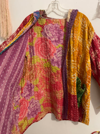 Unisex Vintage Kantha Hooded Jacket