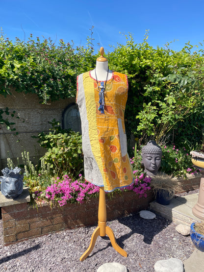 Vintage Reversible Kantha Straight Midi Dress