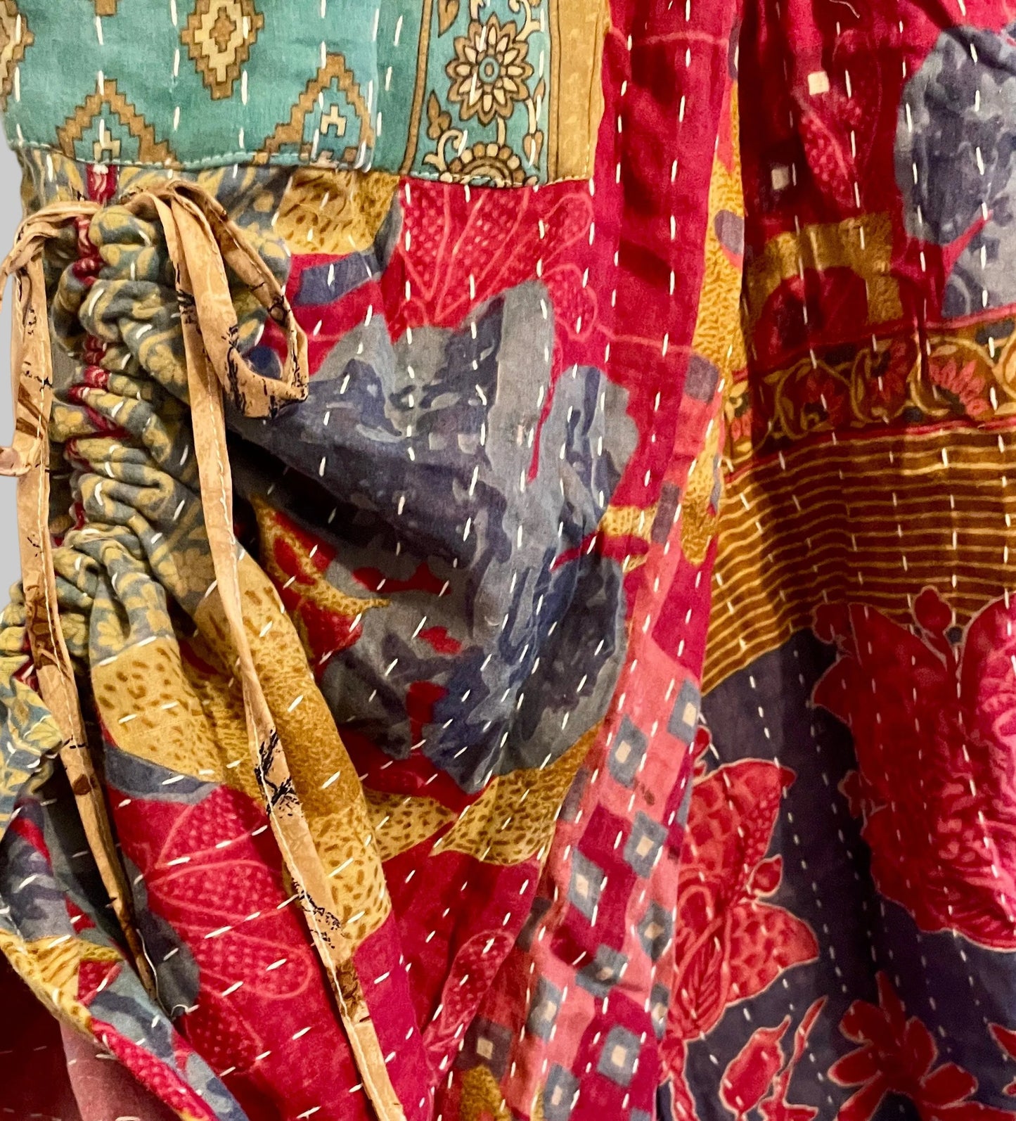 Vintage Kantha Reversible Cinched Palazzo Pants