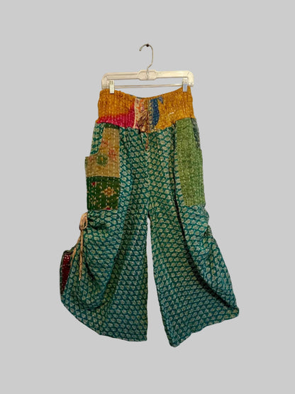 Vintage Kantha Reversible Cinched Palazzo Pants