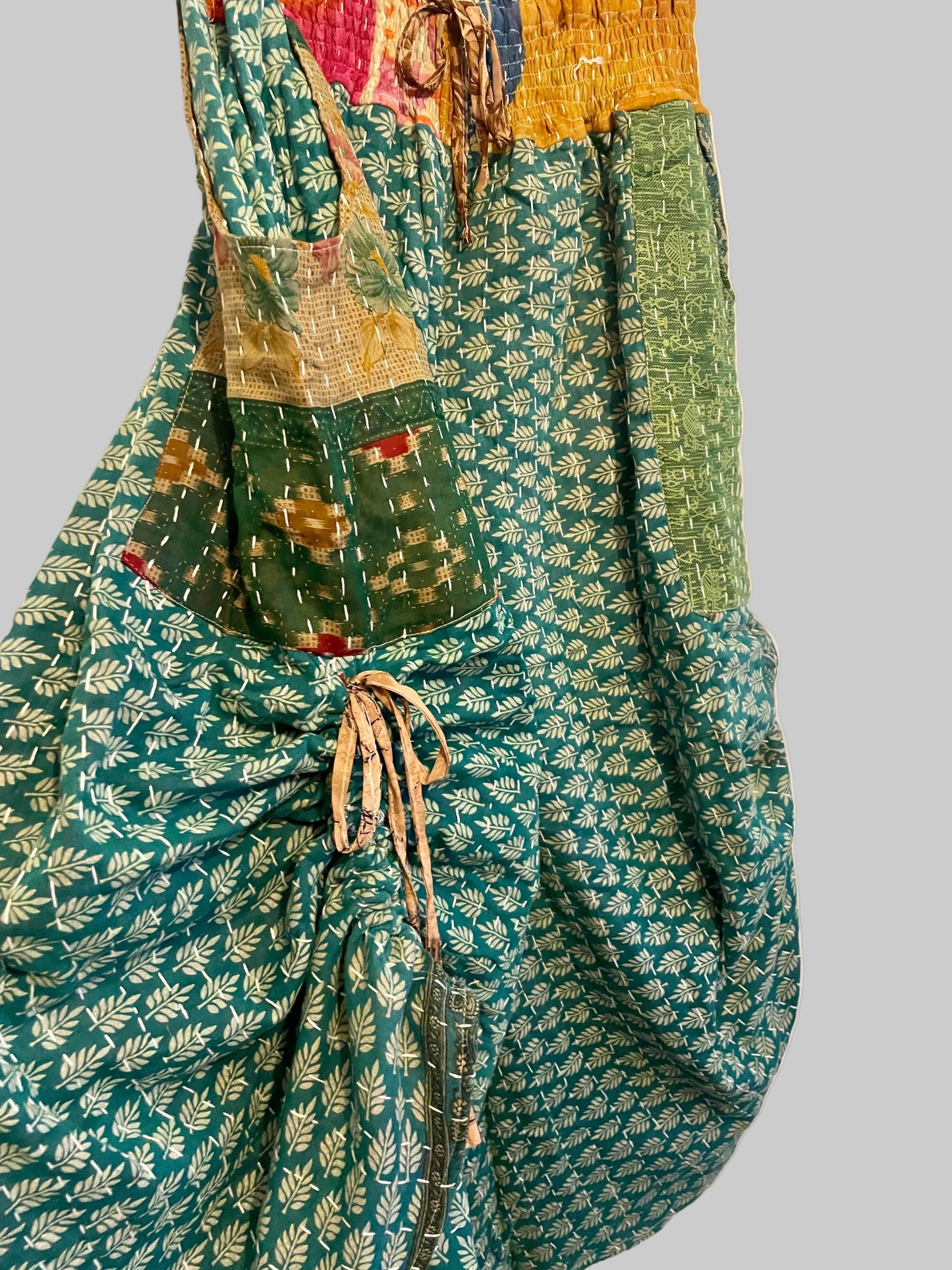 Vintage Kantha Reversible Cinched Palazzo Pants