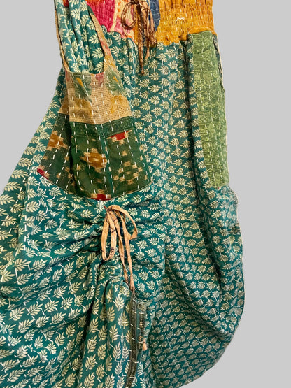 Vintage Kantha Reversible Cinched Palazzo Pants