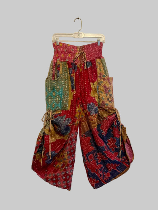 Vintage Kantha Reversible Cinched Palazzo Pants