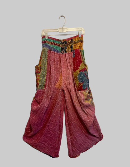 Vintage Kantha Reversible Cinched Palazzo Pants