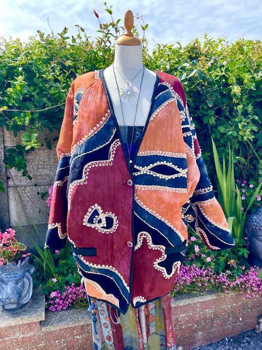 Unisex Vintage Batik Quilted Jacket