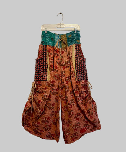 Vintage Kantha Reversible Cinched Palazzo Pants