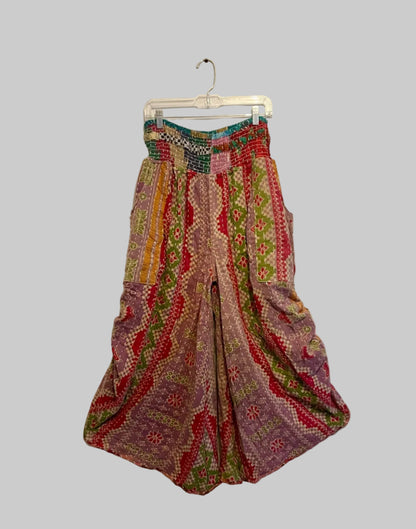 Vintage Kantha Reversible Cinched Palazzo Pants