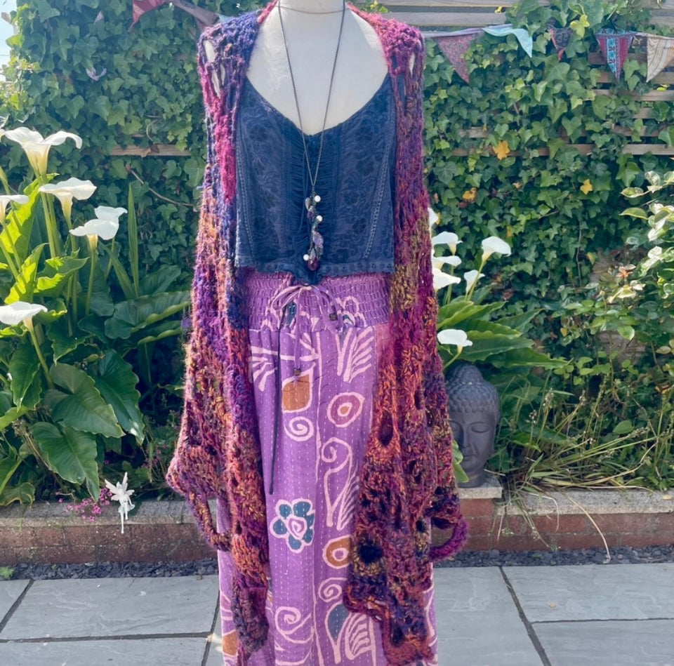 Handmade Vintage Boho Crochet Cardigan/Shawl