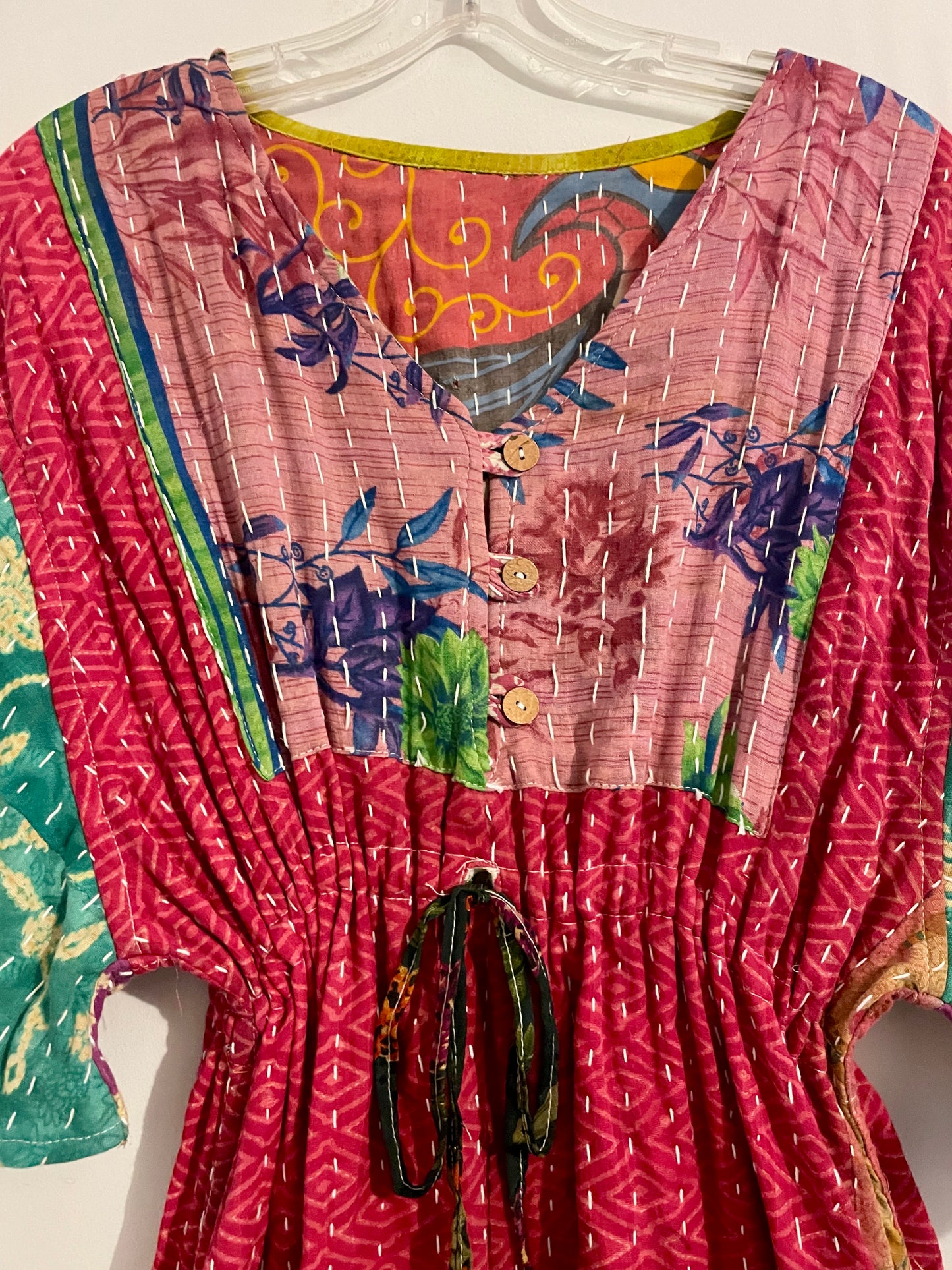 Vintage Reversible Kantha Flared Midi Dress