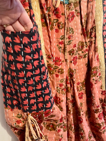 Vintage Kantha Reversible Cinched Palazzo Pants