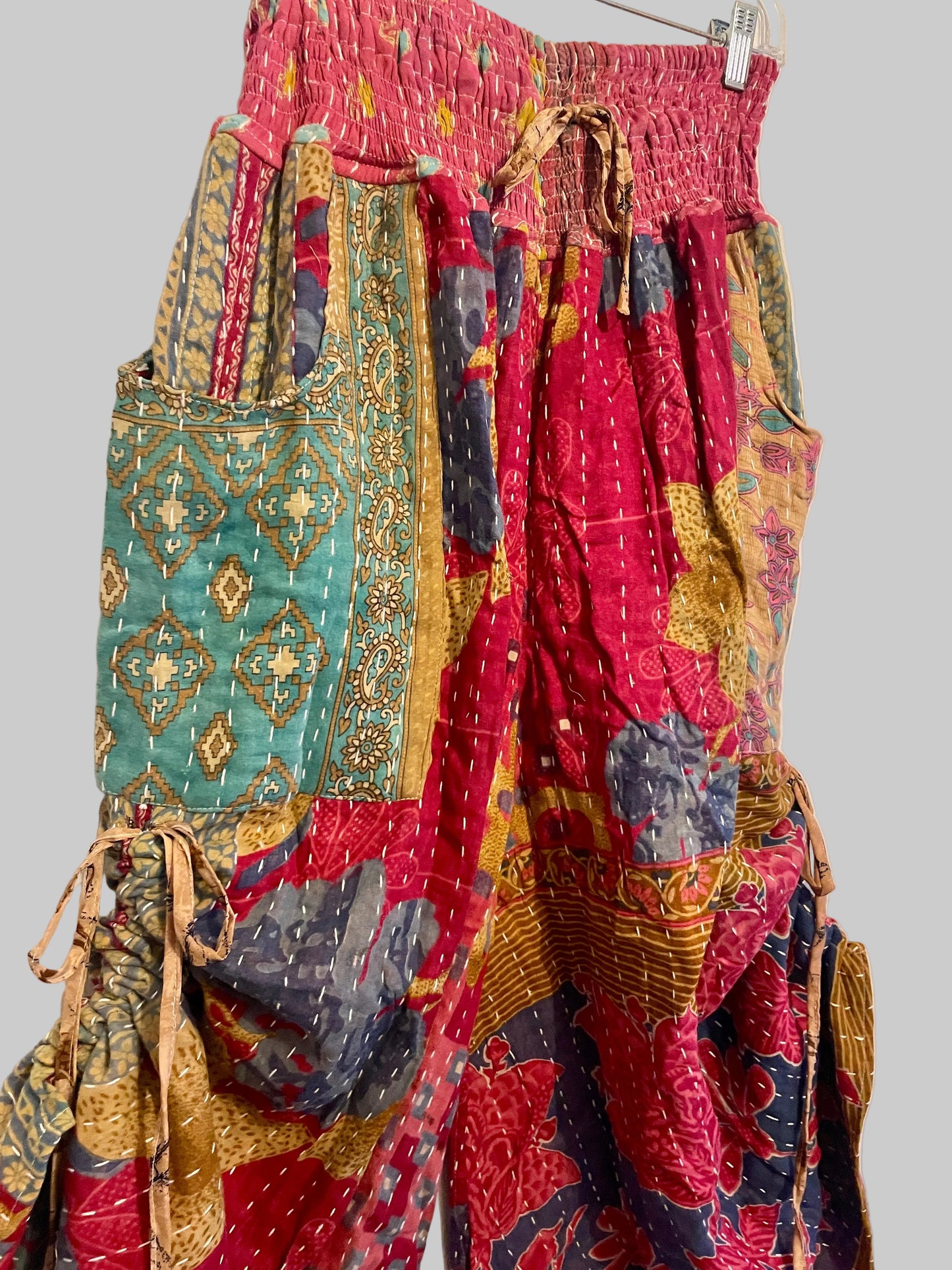 Vintage Kantha Reversible Cinched Palazzo Pants