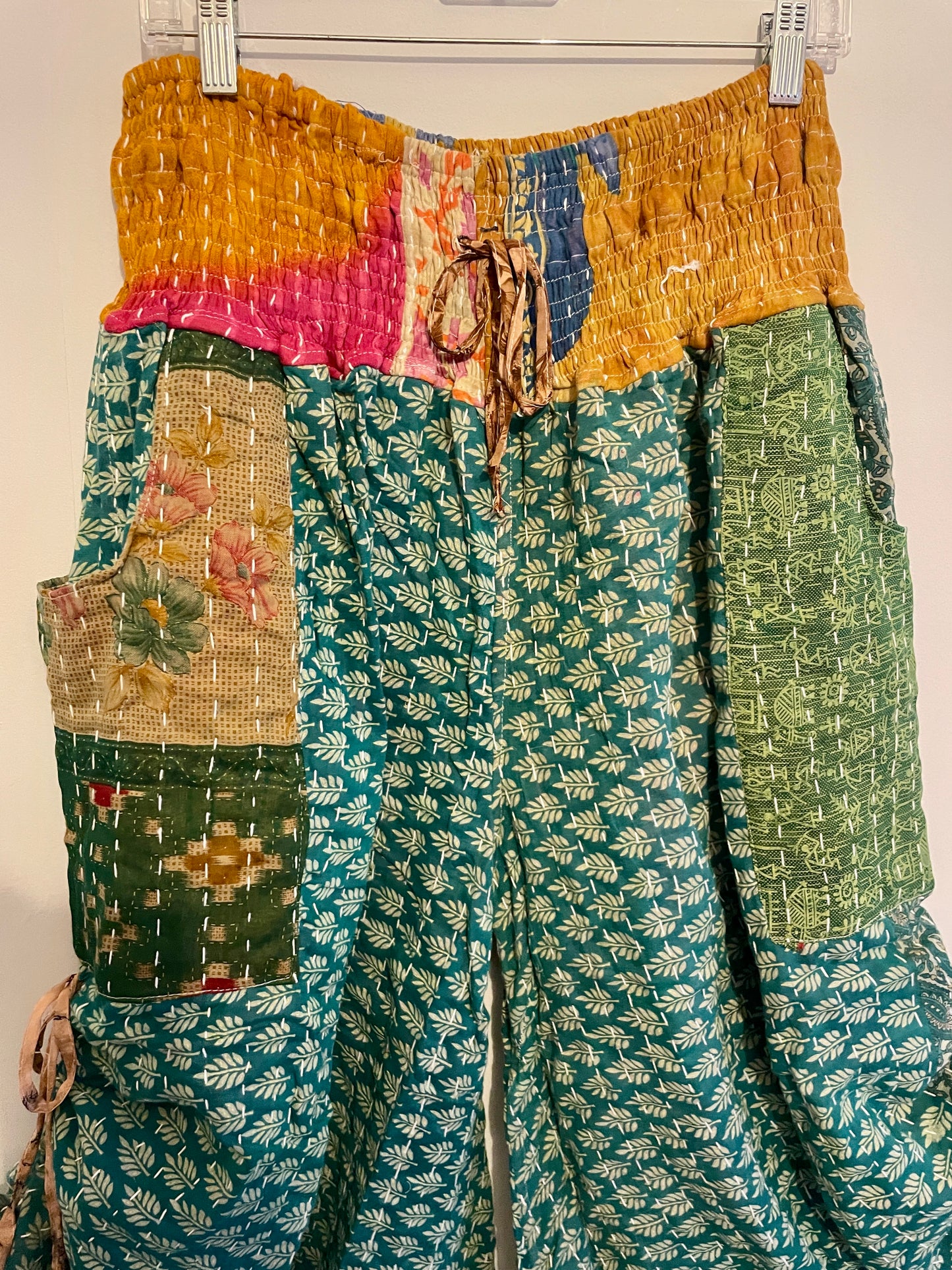 Vintage Kantha Reversible Cinched Palazzo Pants