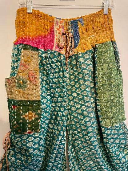 Vintage Kantha Reversible Cinched Palazzo Pants