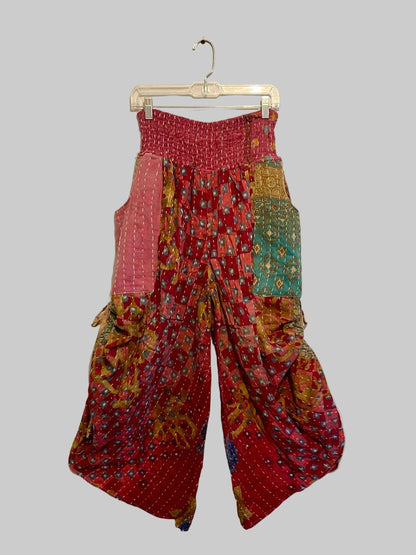 Vintage Kantha Reversible Cinched Palazzo Pants
