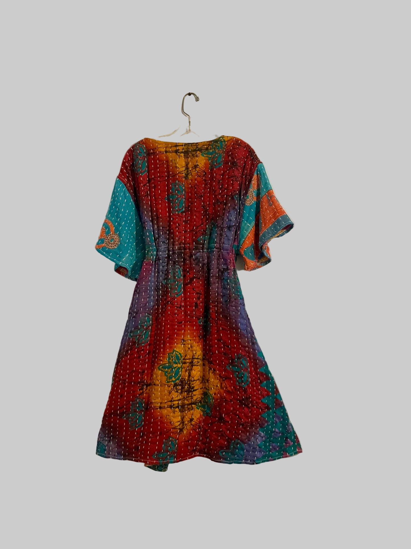 Vintage Reversible Kantha Flared Midi Dress