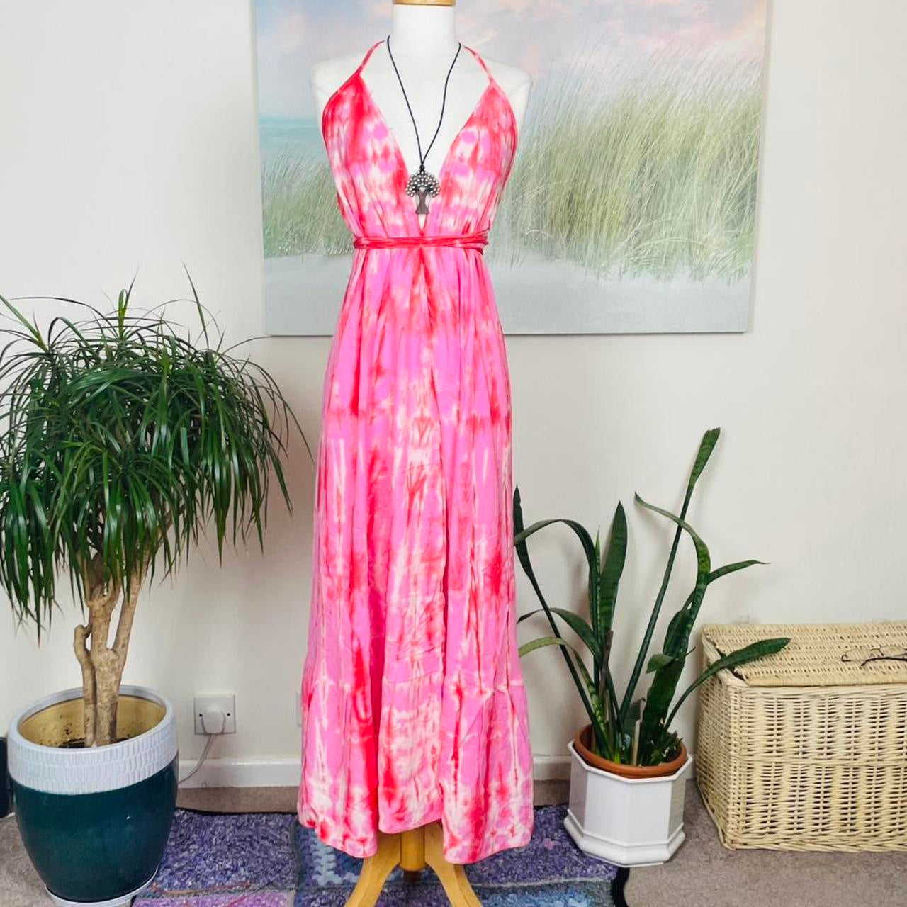 Tie-Dye Halter Neck Maxi Dress
