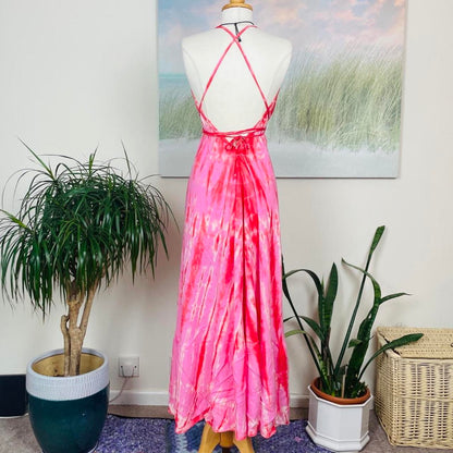 Tie-Dye Halter Neck Maxi Dress